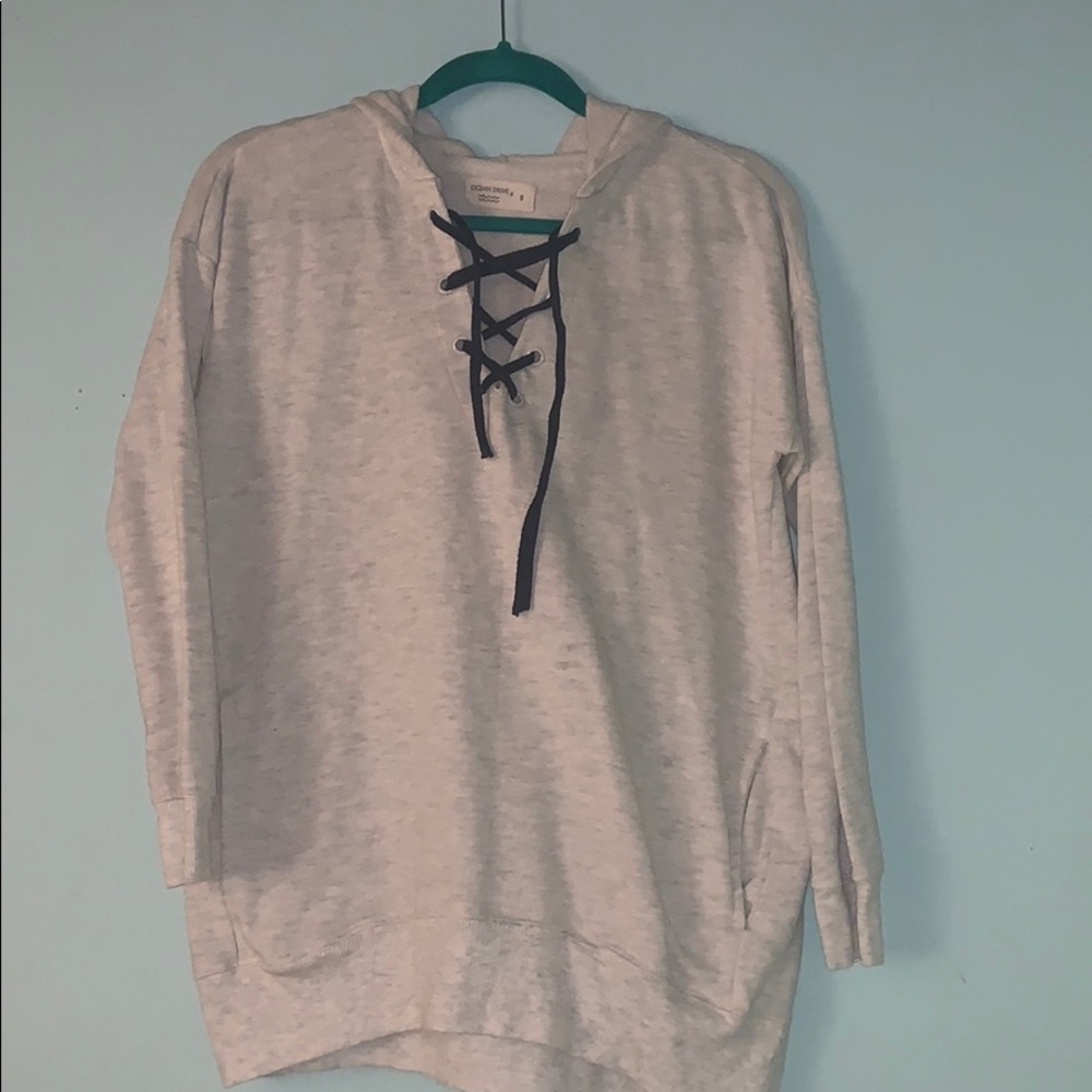 Ocean Drive- pullover hoodie- cross strings